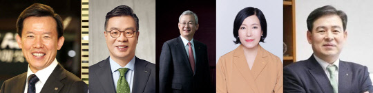 사진 왼쪽부터 최현만 미래에셋대우 수석부회장, 정일문 한국투자증권 대표, 정영채 NH투자증권 대표, 박정림·김성현 KB증권 공동대표(각사 취합)